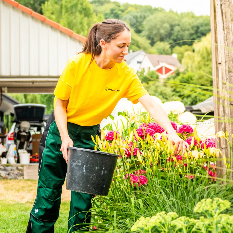 GreenCrew Mitarbeiterin bei Beetpflege 2 1 GreenCrew Mitarbeiterin bei Beetpflege 2 1